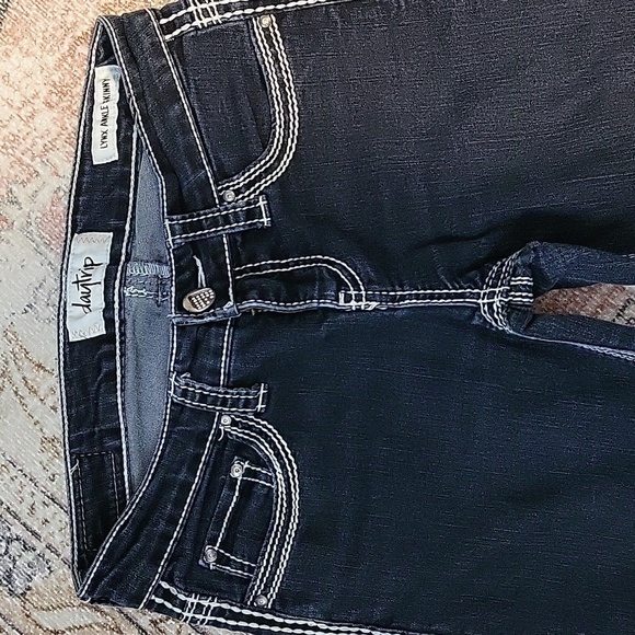 Daytrip Dark Blue Lynx Ankle Skinny White Thread Rhinestone Button Jeans Size 26 - Picture 9 of 15